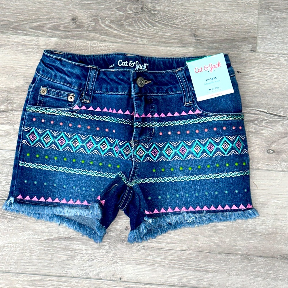 Cat & Jack Girls Denim shredded bottom shorts NWT